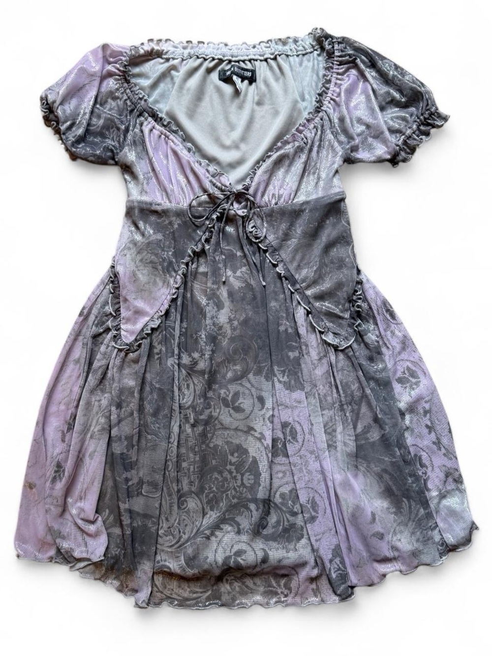 Urban Outfitters Sammy Mesh Shimmer Milkmaid Mini Dress XS